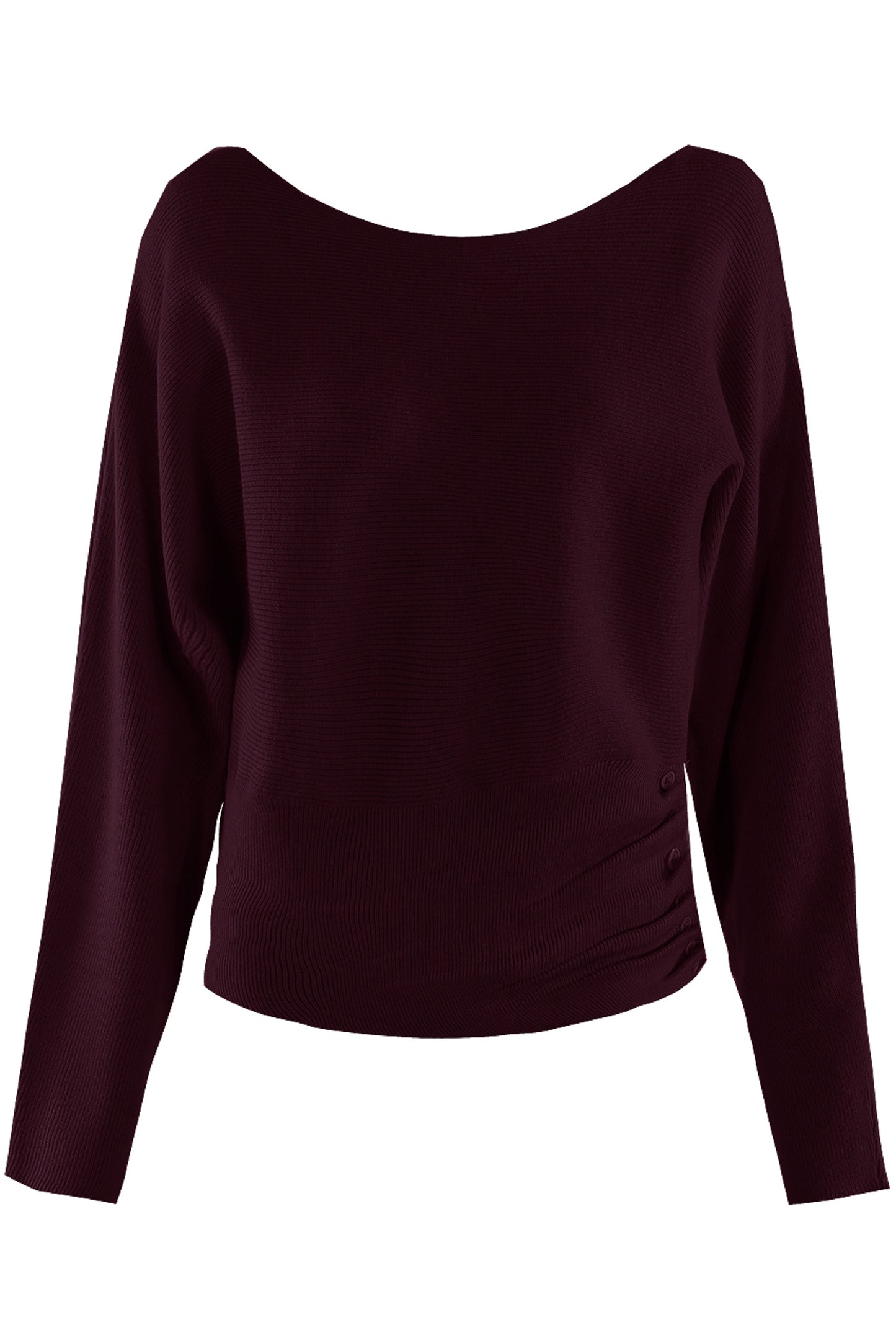 Scoop Neck Soft Knit Jumper — Burgundy / Brown / Beige