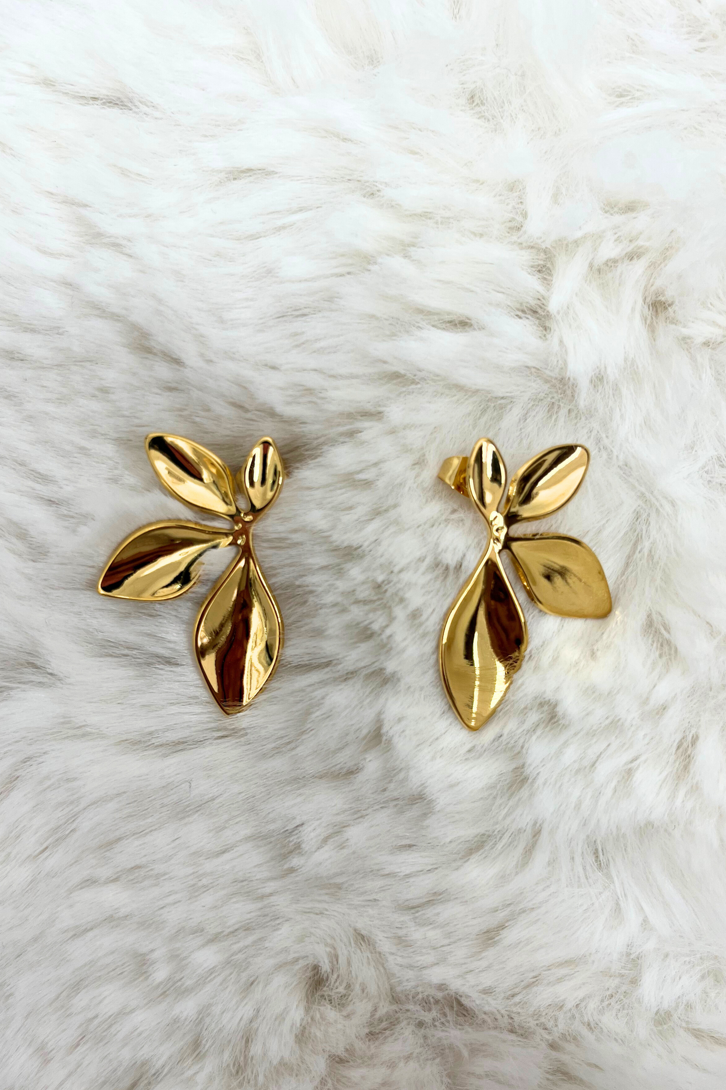 Gold Textured Half flower earrings