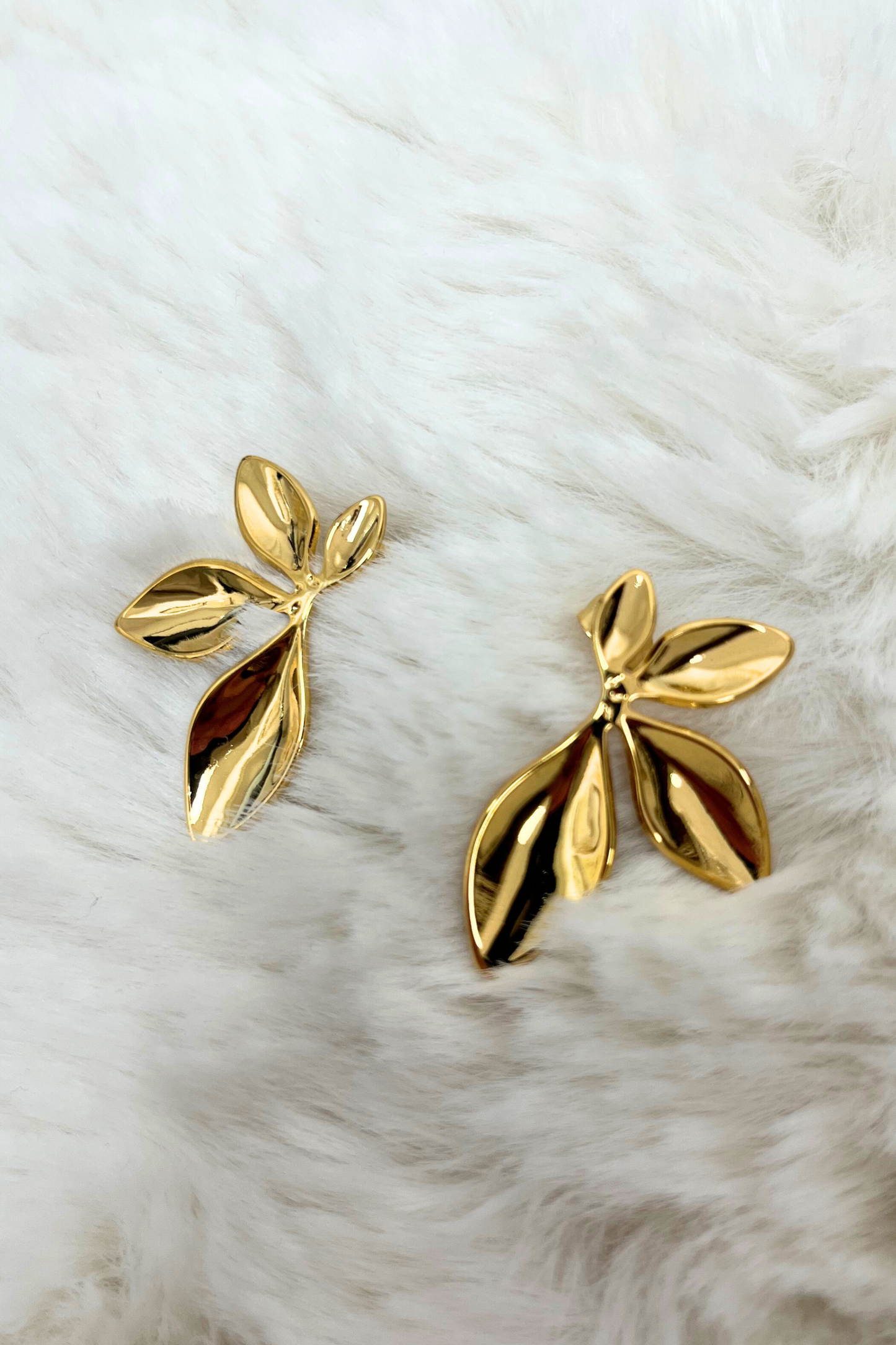 Gold Textured Half flower earrings