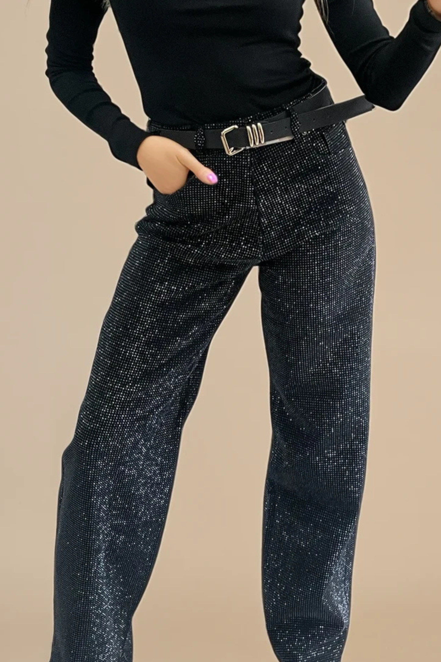 Black Diamante Embellished Jeans