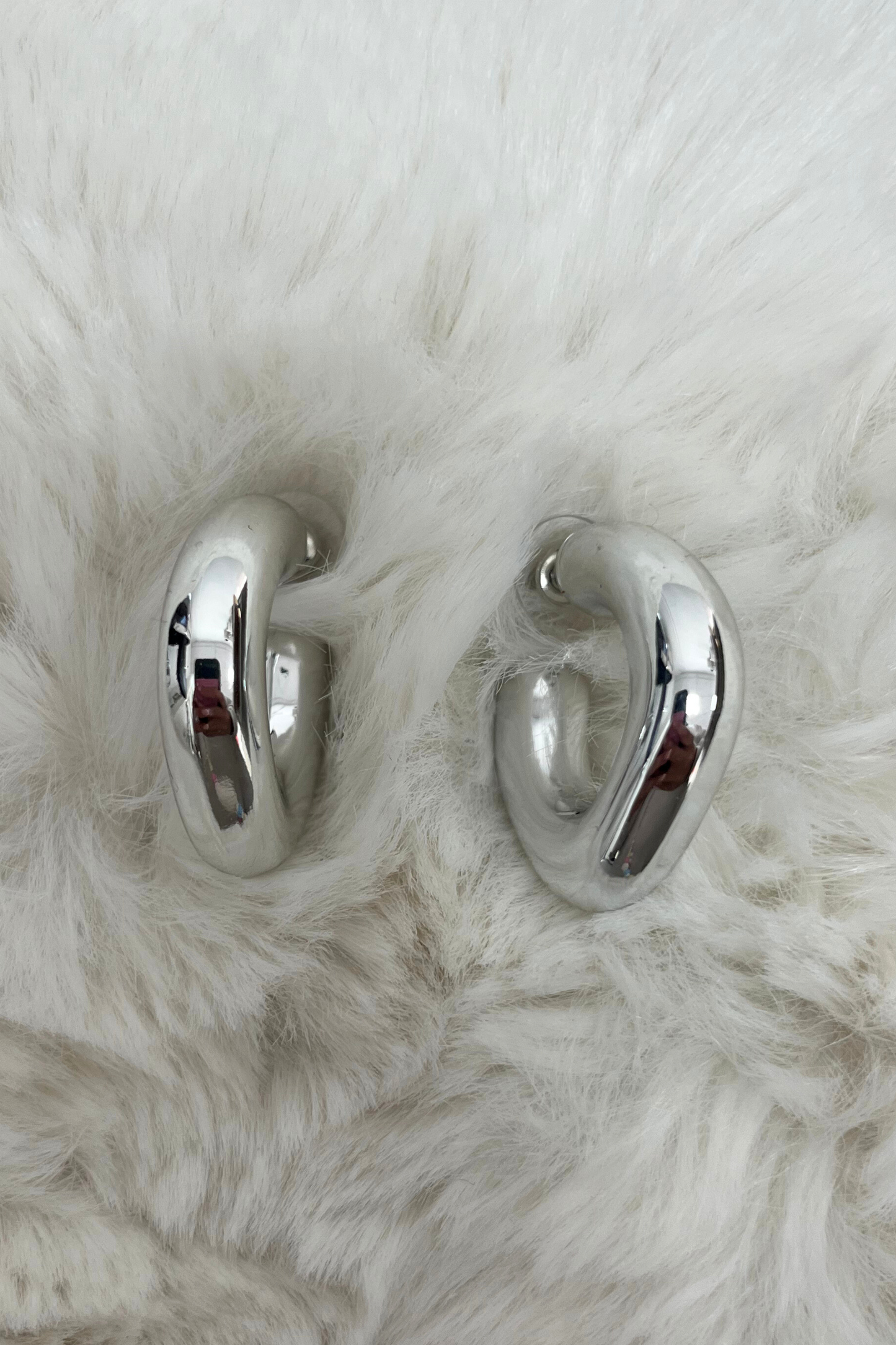 Silver U-Shape Hoop Earrings