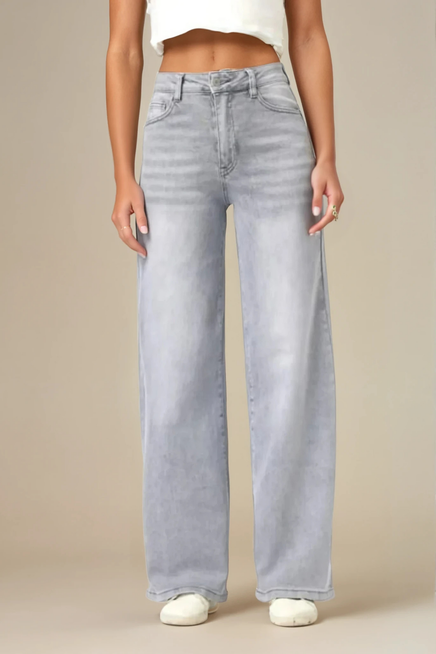 Grey dad fit jeans