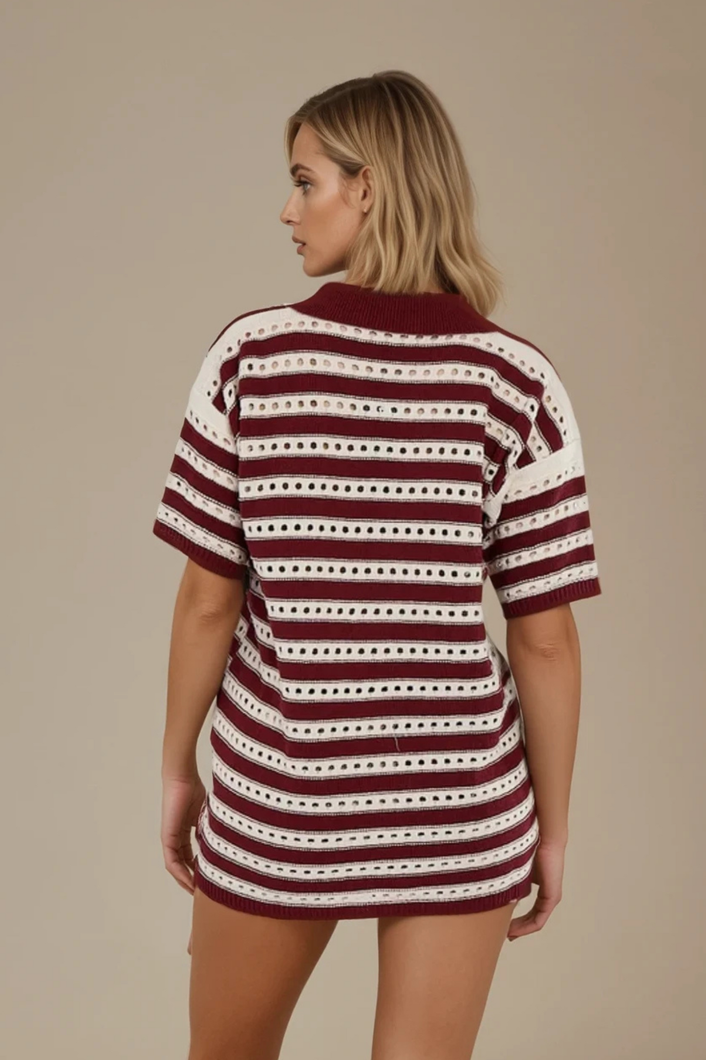Burgundy Stripe 2-Piece shorts set