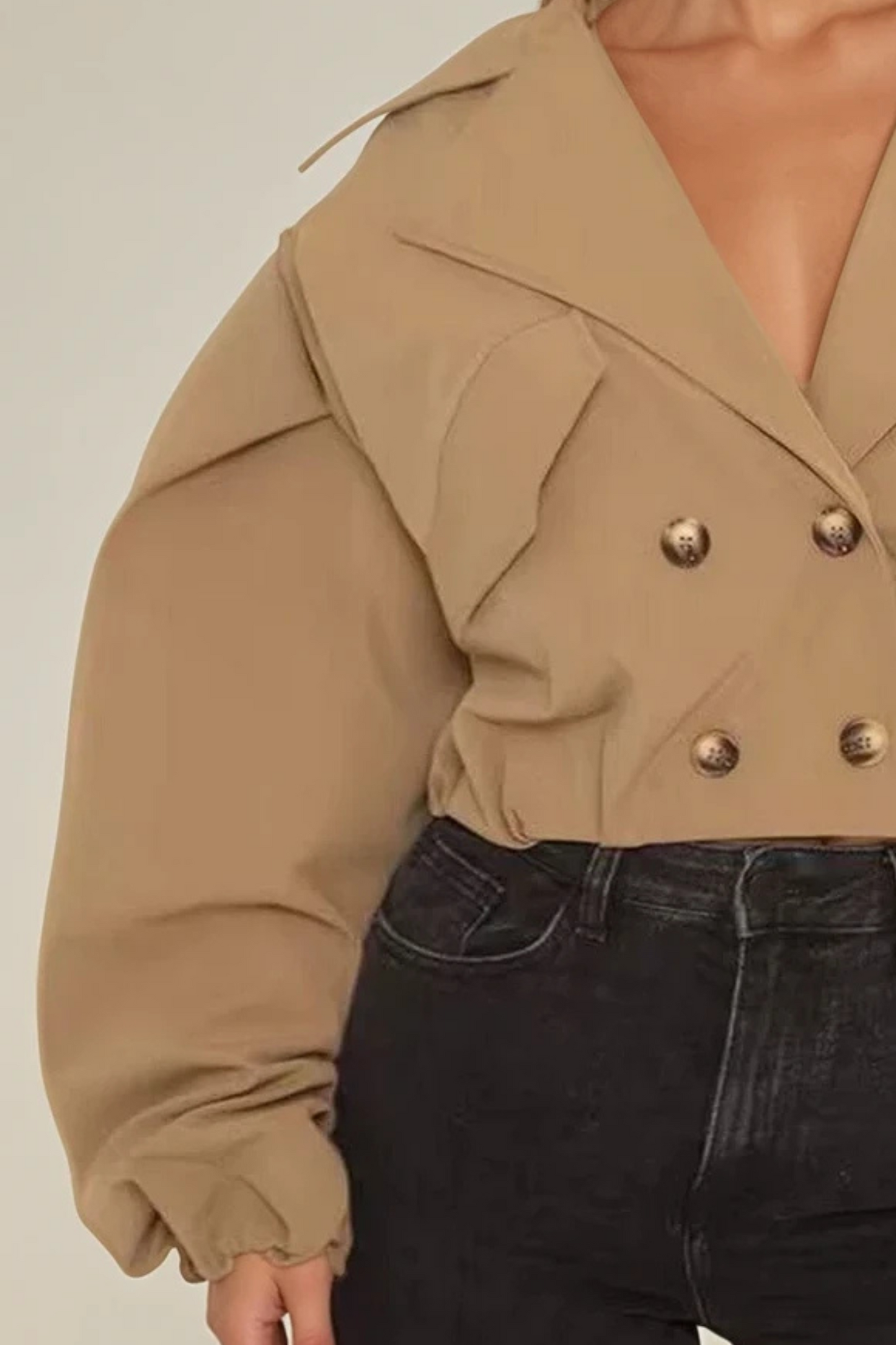 Camel Cropped Trench Coat
