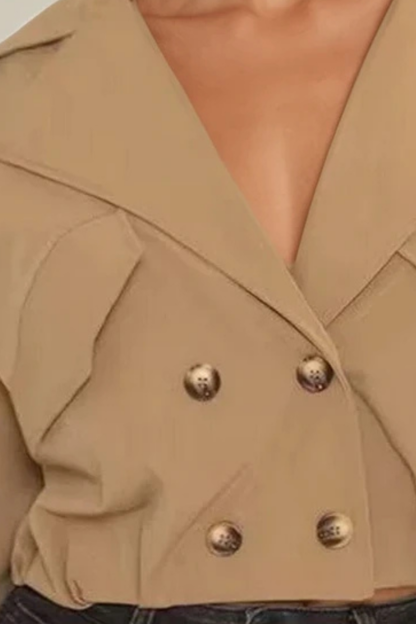 Camel Cropped Trench Coat