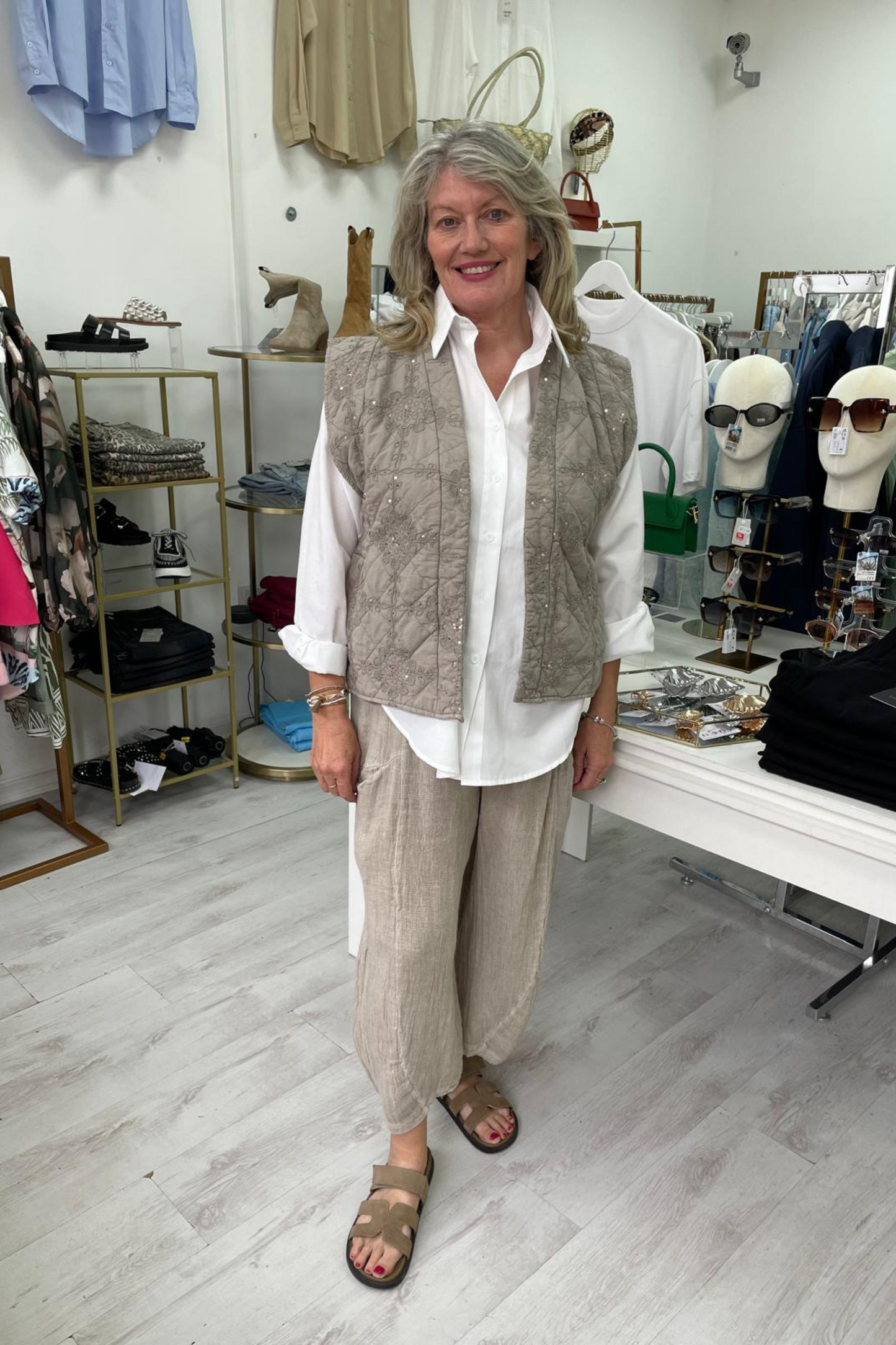 Mocha Quilted Sequin Embroidered Jacket