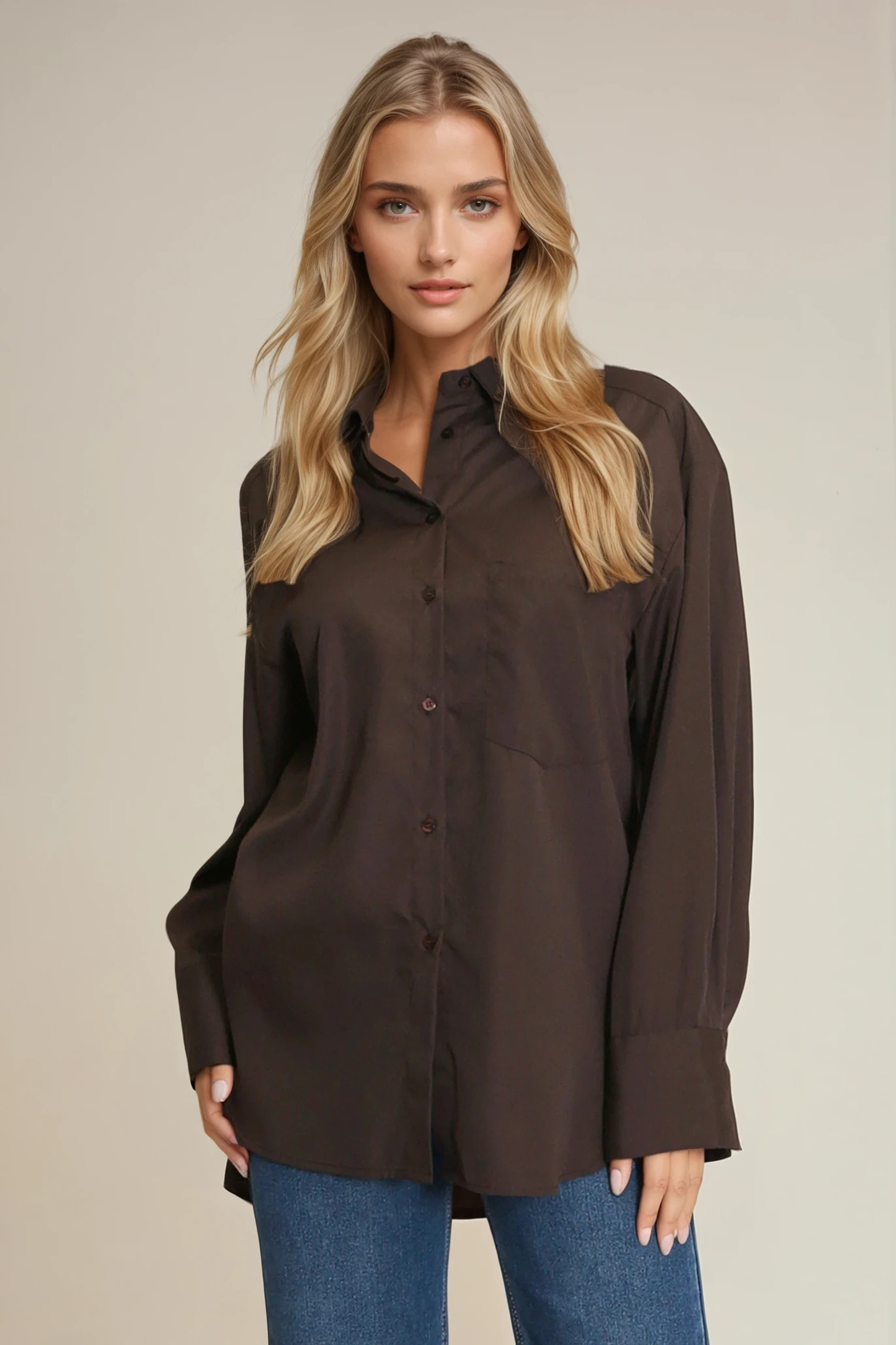 Button-Up Plain Shirt — Relaxed Fit