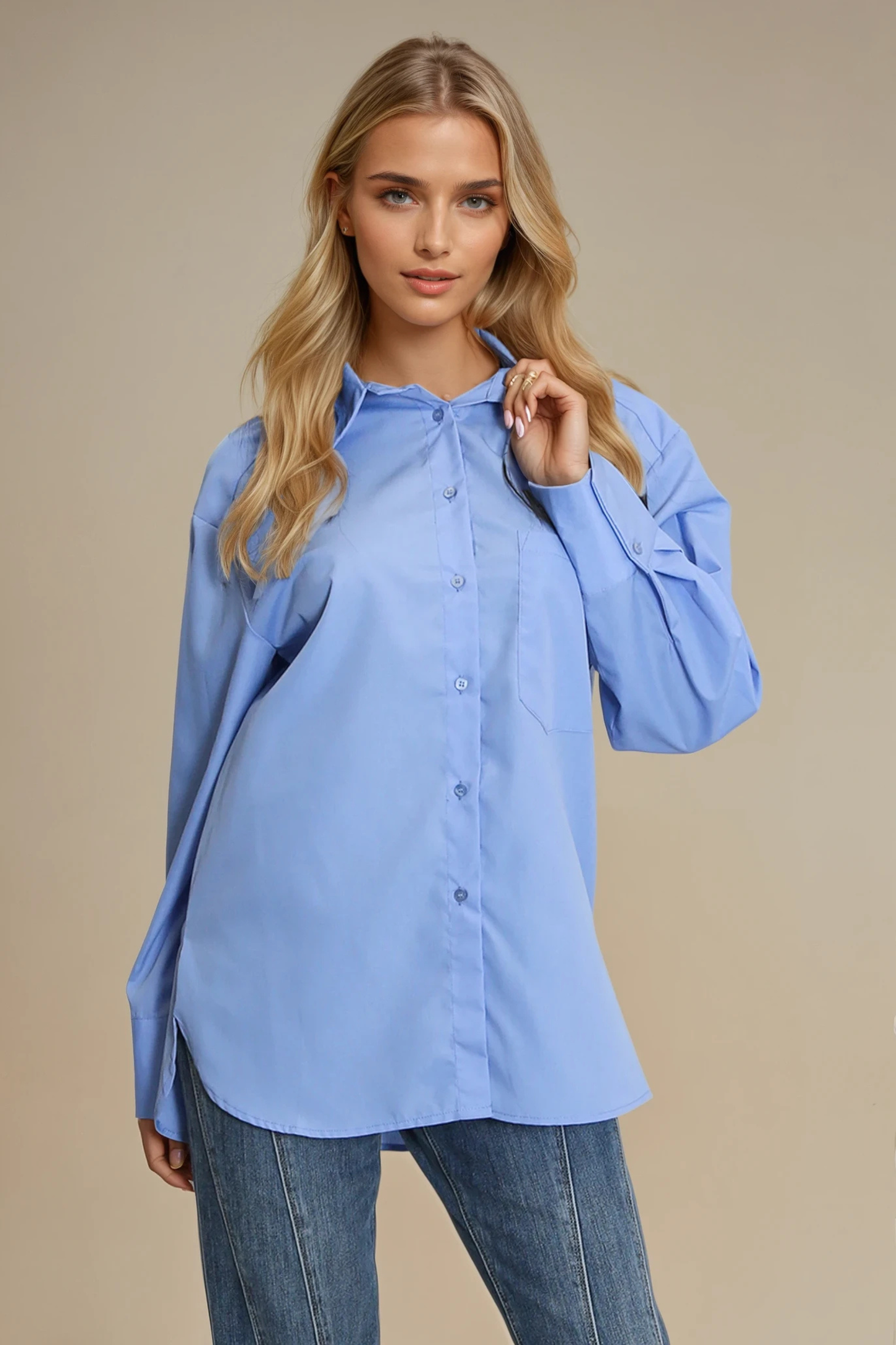 Button-Up Plain Shirt — Relaxed Fit
