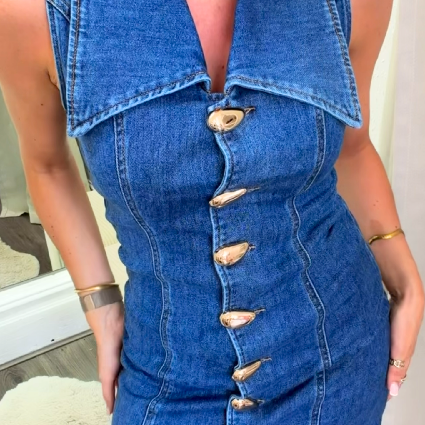 structured denim mini dress