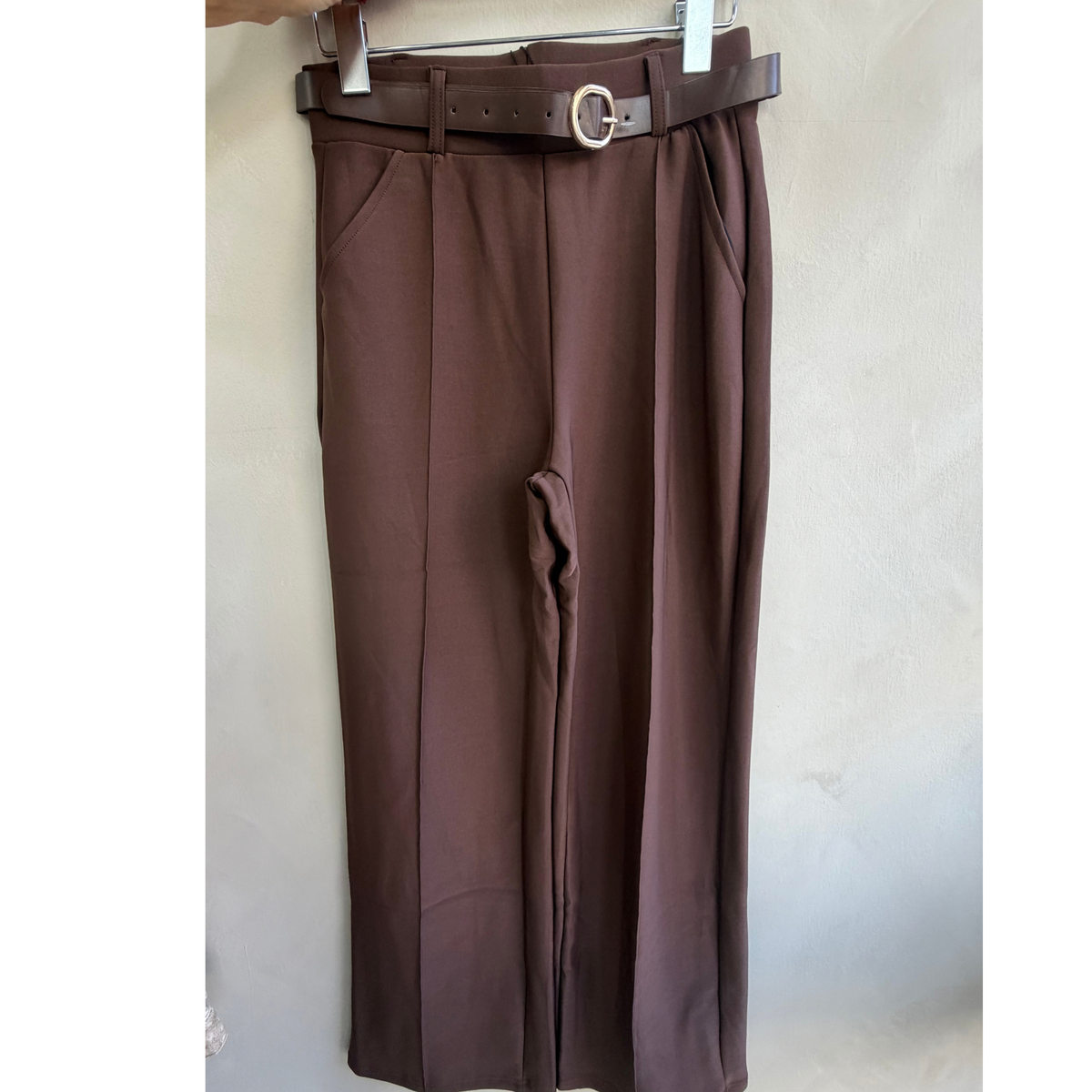 Chocolate Brown Belted Tailored Trousers
