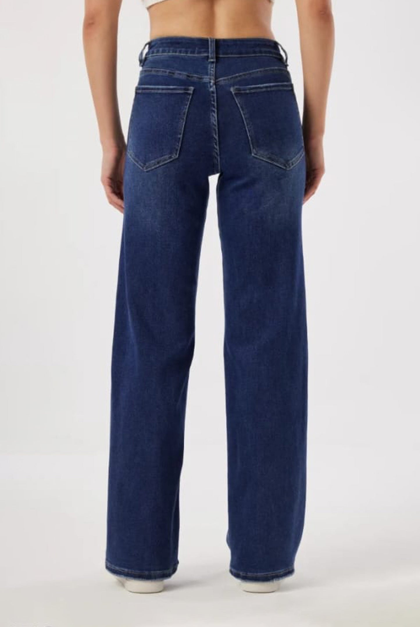 Denim Blue Wide Leg Stretch Jeans