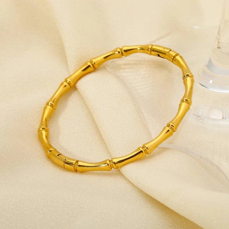 Bamboo Bangle Bracelet - Gold or Silver