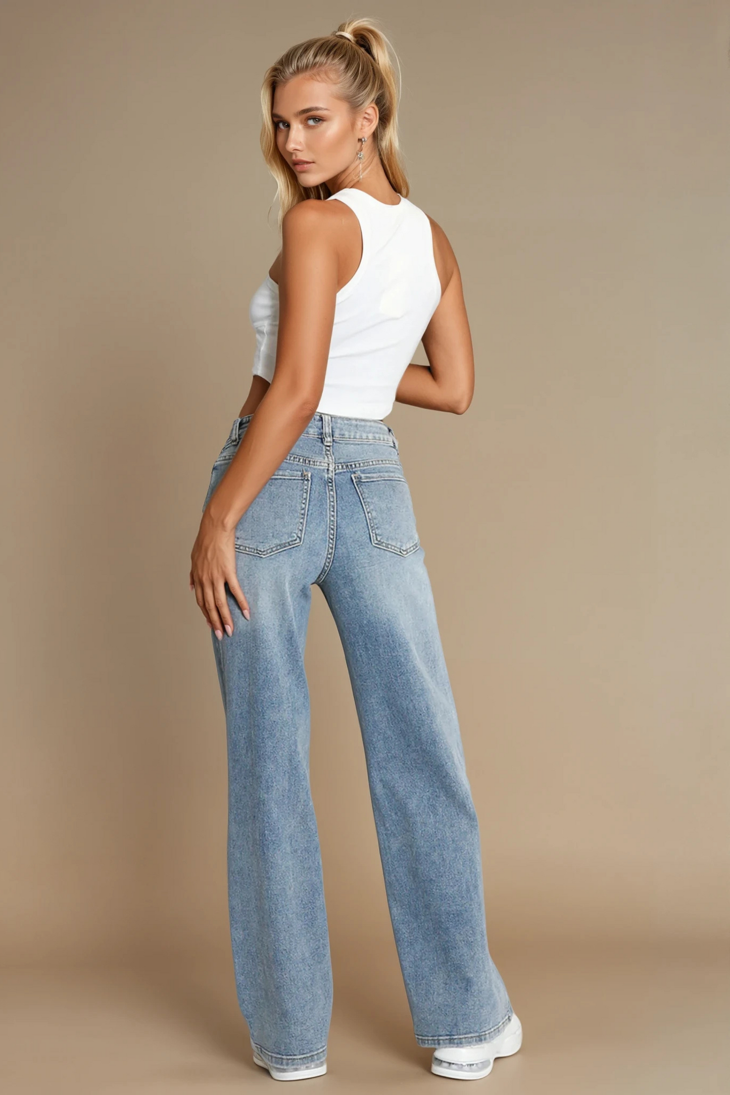 Mid Rise Stretchy Dad Jeans
