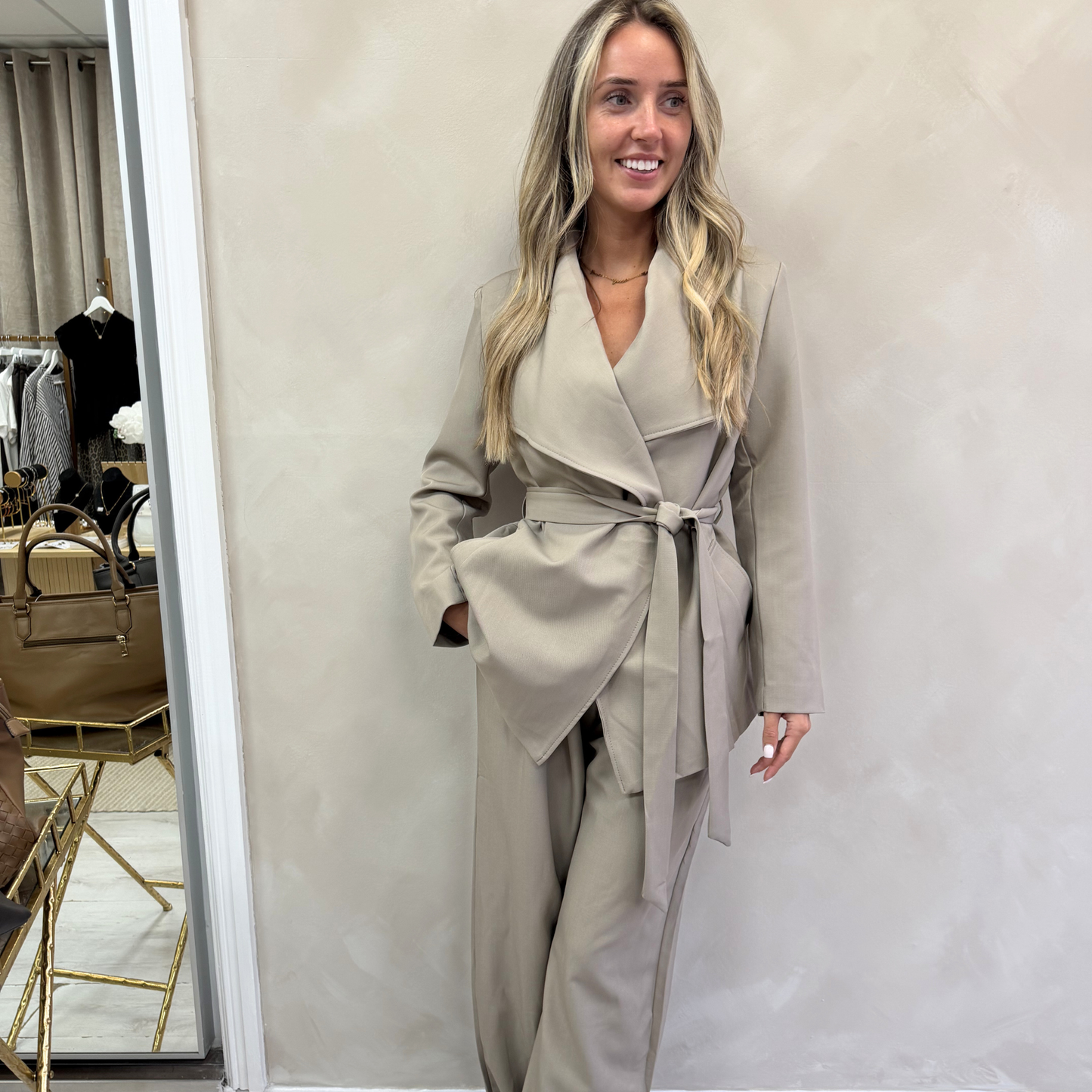 Taupe Wide leg trousers