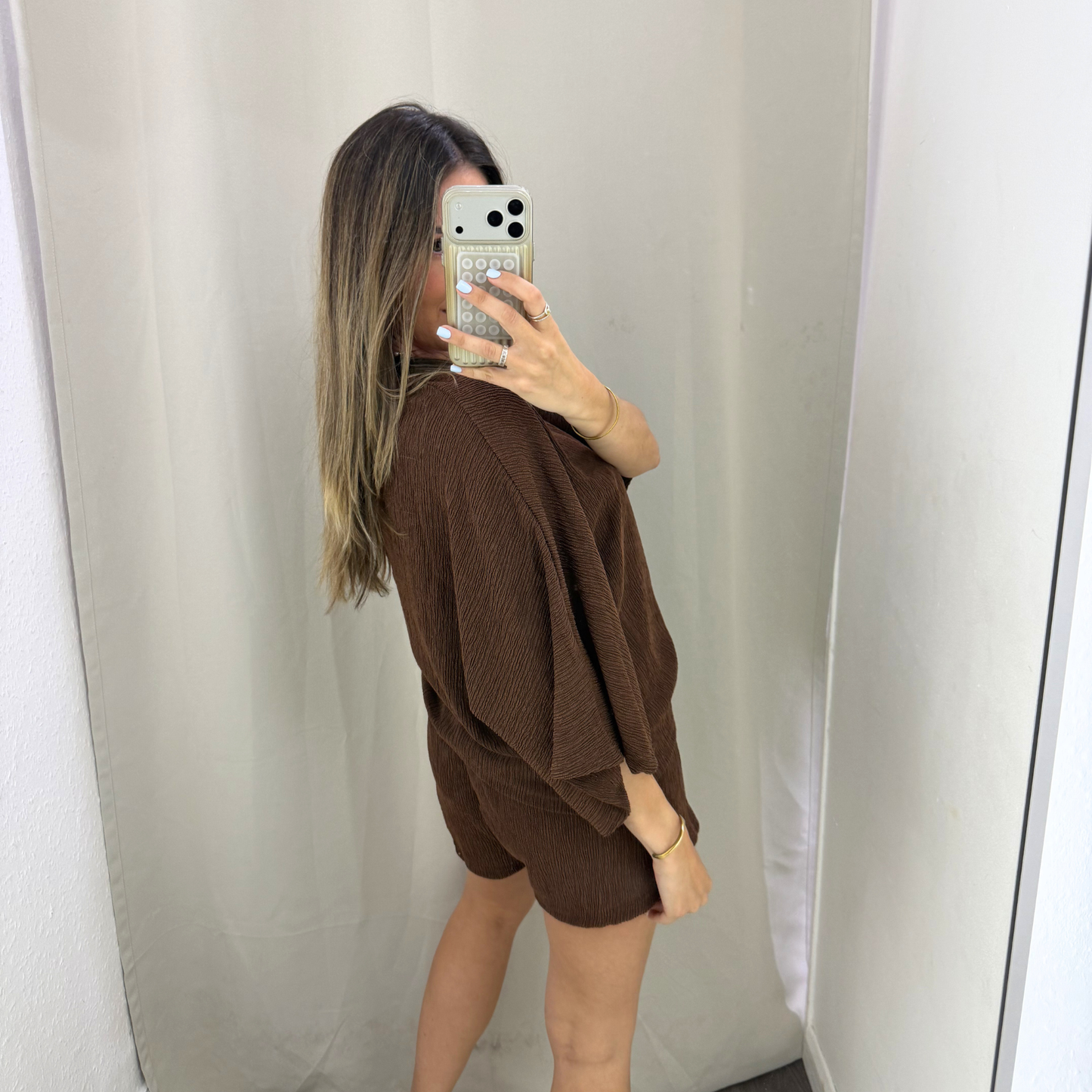 Chocolate Crinkle Lounge Short Set
