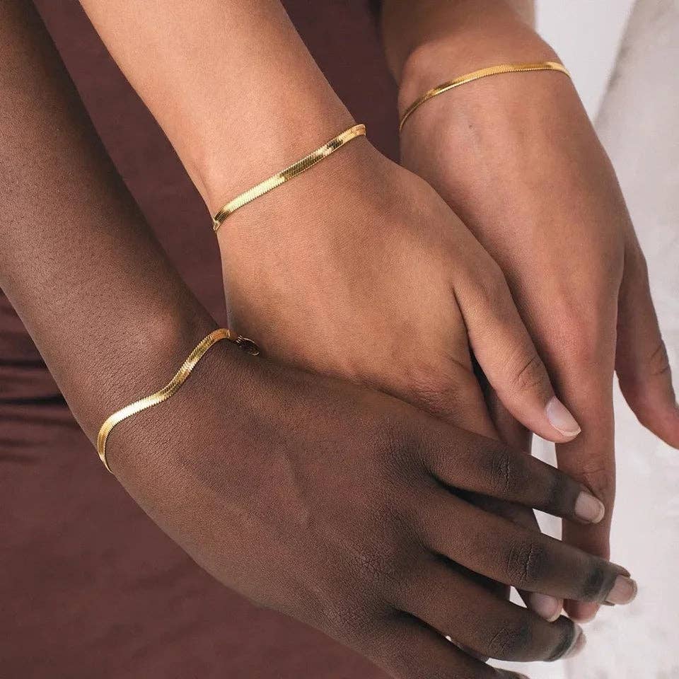 Flat Snake Chain Bracelet - Gold or Silver