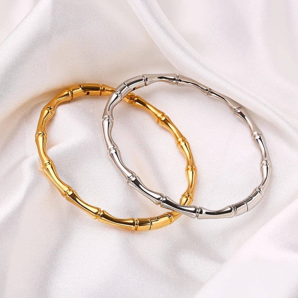 Bamboo Bangle Bracelet - Gold or Silver