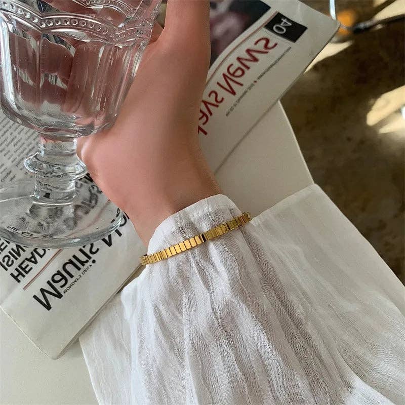 Thin Stripe Bangle Bracelet - Gold or Silver