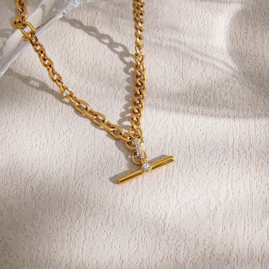 T Bar Pendant with Half & Half Chain