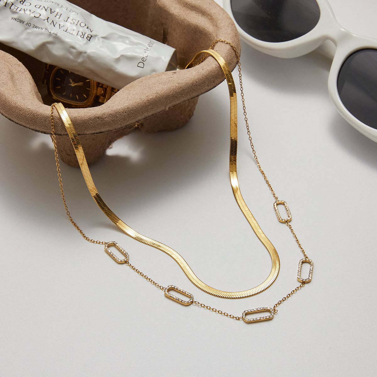 Sparkle Chain Link Gold Necklace