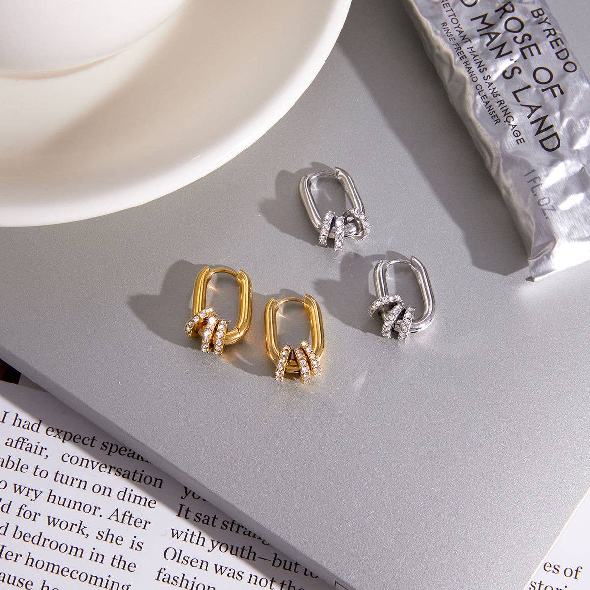 Oval Hoop Sparkle Earrings - Gold or Silver