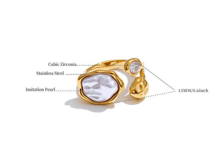Abstract Pearl CZ Ring - Gold or Silver