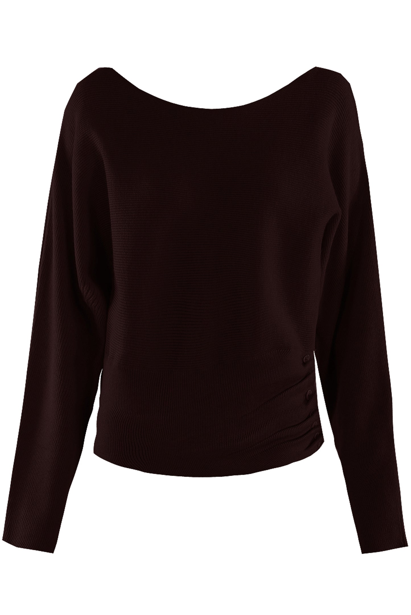 Scoop Neck Soft Knit Jumper — Burgundy / Brown / Beige