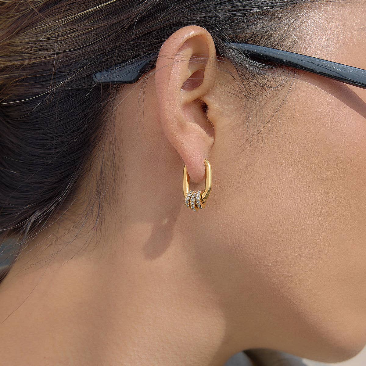 Oval Hoop Sparkle Earrings - Gold or Silver