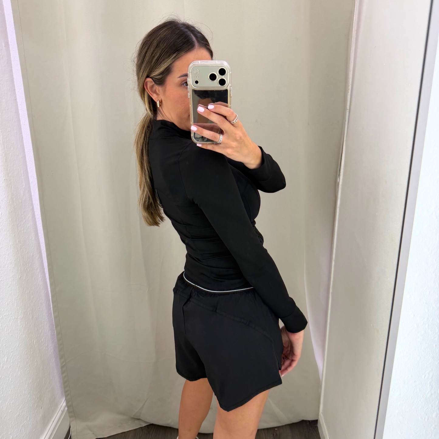 Contrast waist sports shorts