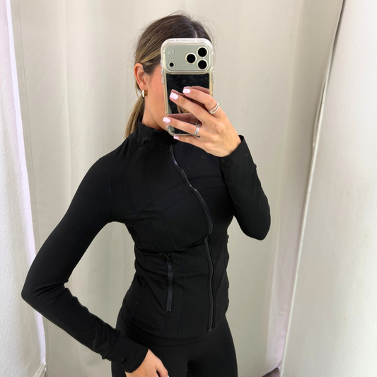 Black sculpt zip active jacket
