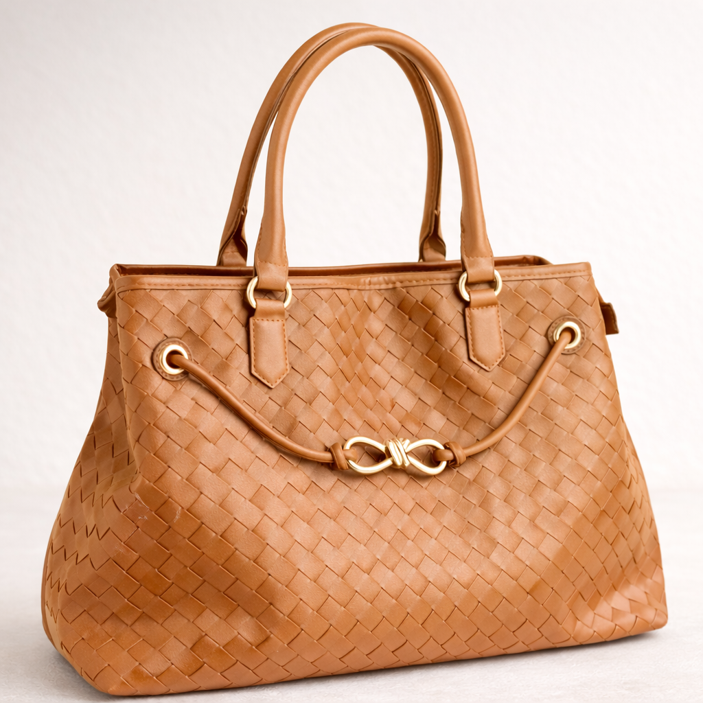 Tan Woven textured bag