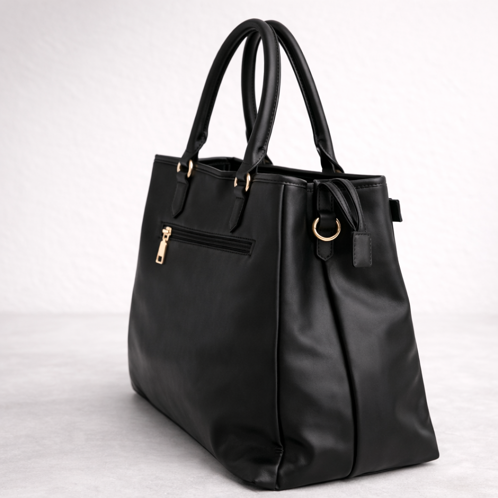 Black woven textured bag