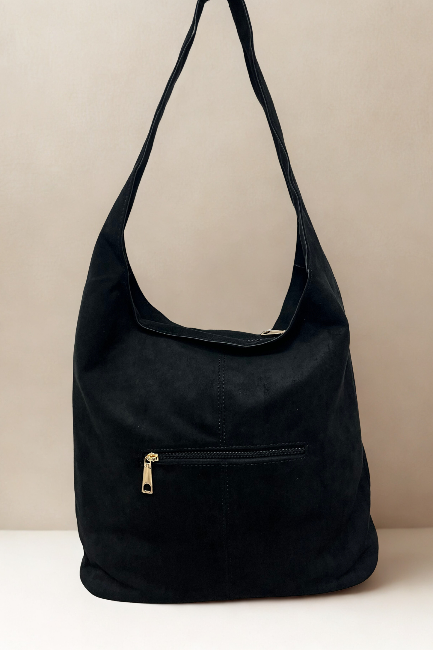 Faux Suede Slouchy Shoulder Bag