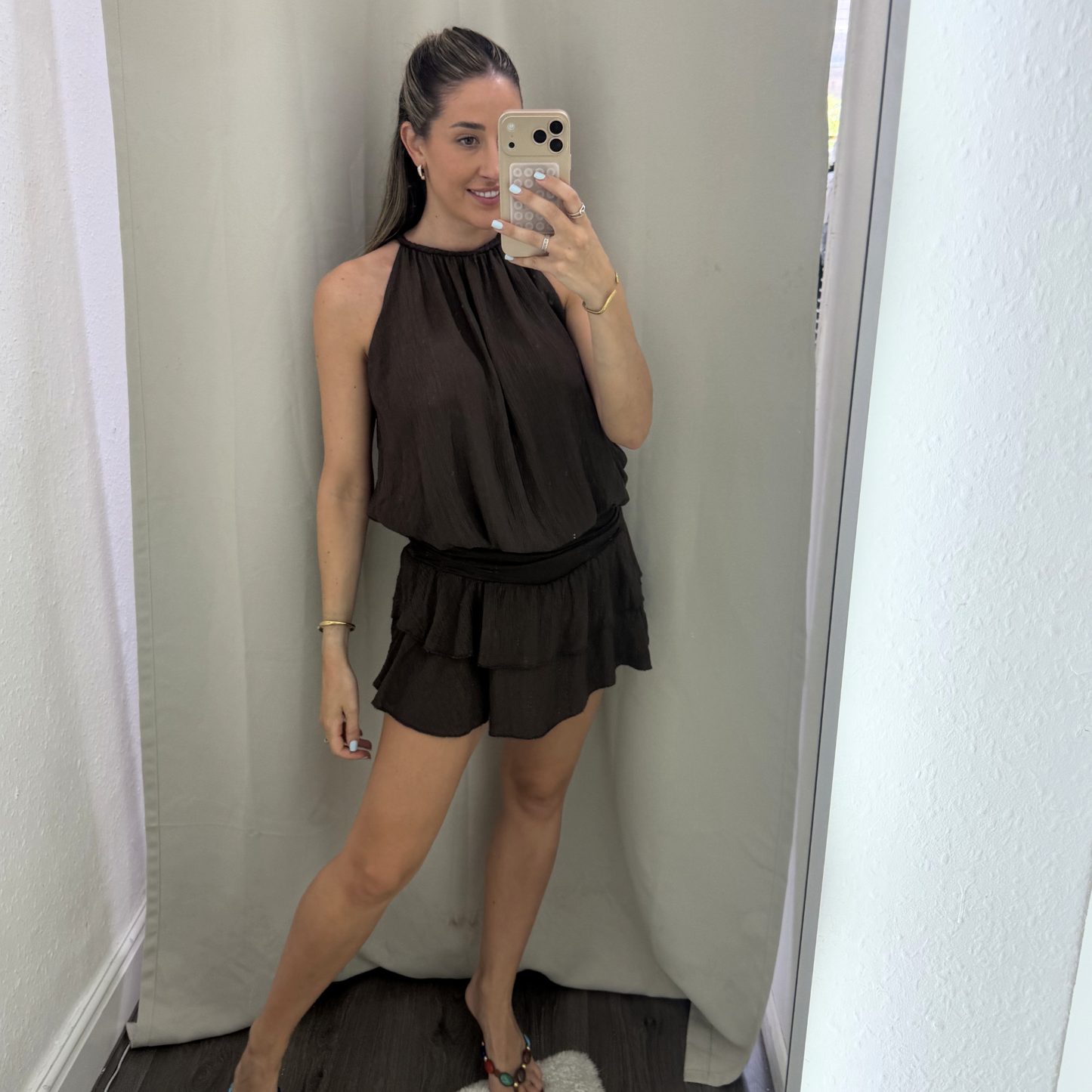 Chocolate Cheesecloth Playsuit
