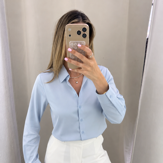 Tailored Cropped Shirt – Powder Blue