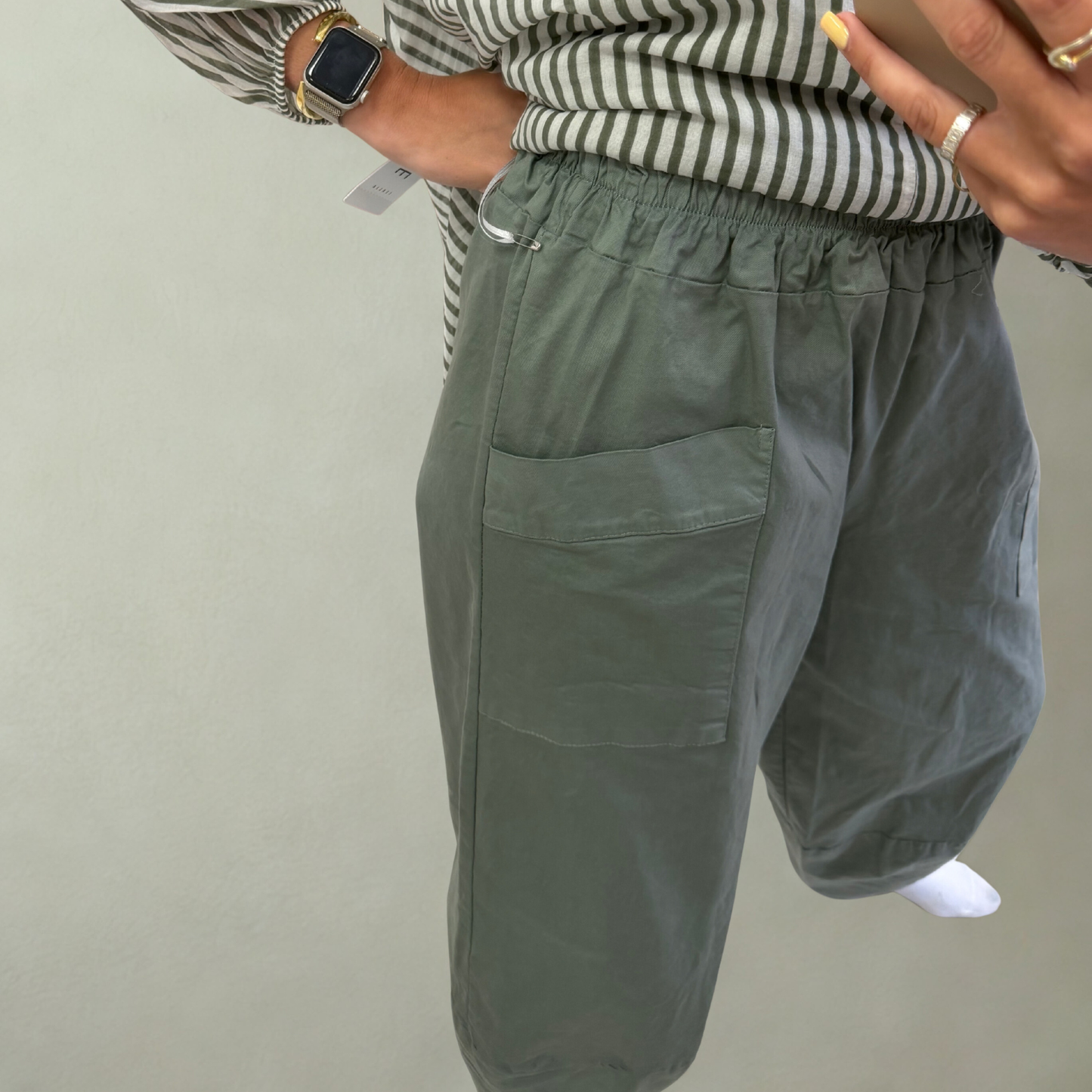 Olive Relaxed Utility Trousers