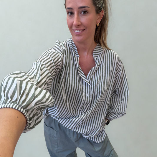 Olive Stripe Relaxed Blouse