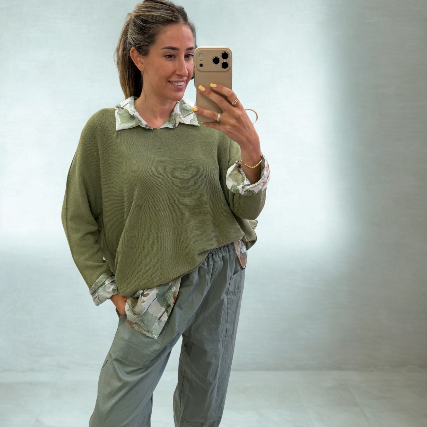 Olive Relaxed Knit Top