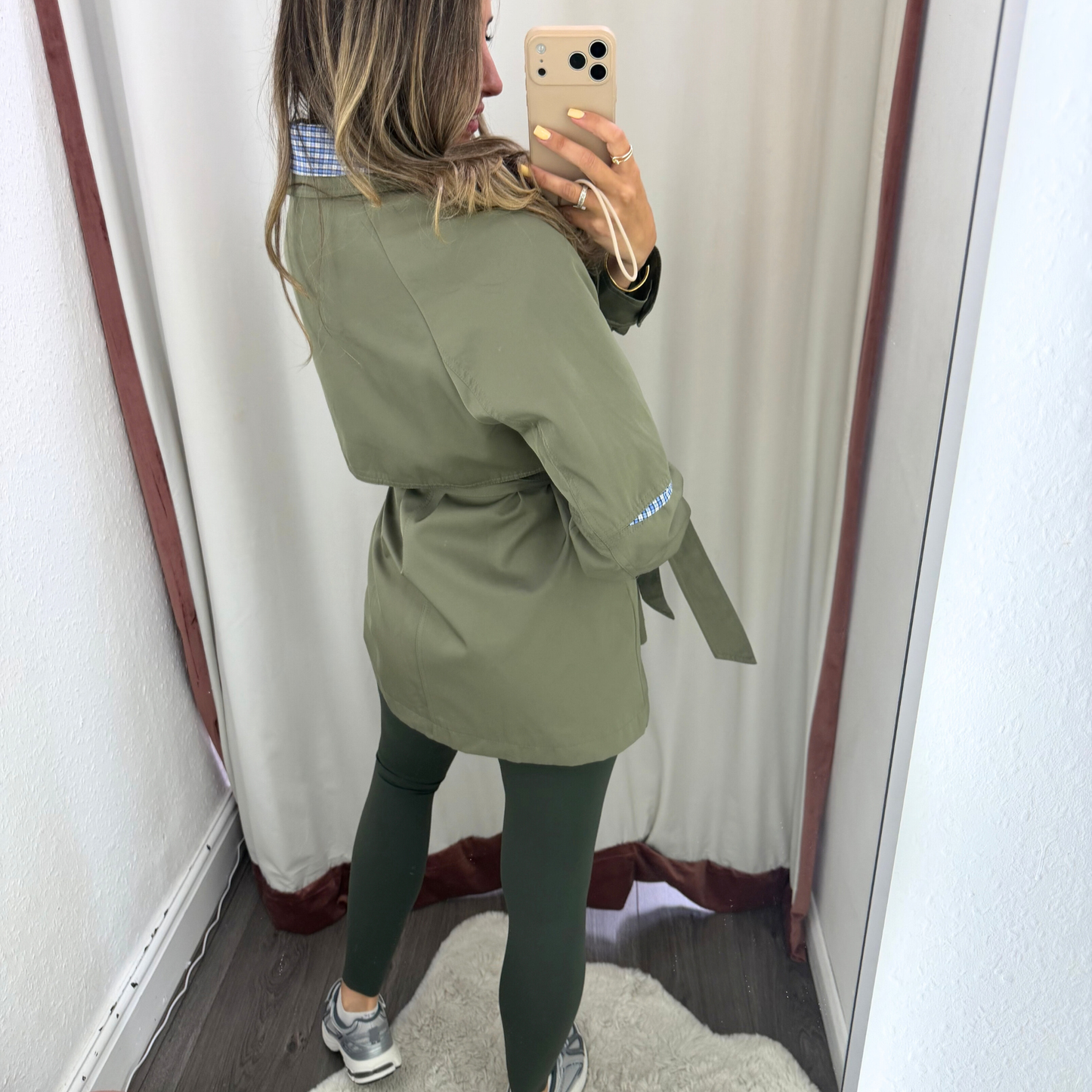 Olive trench shirt insert coat