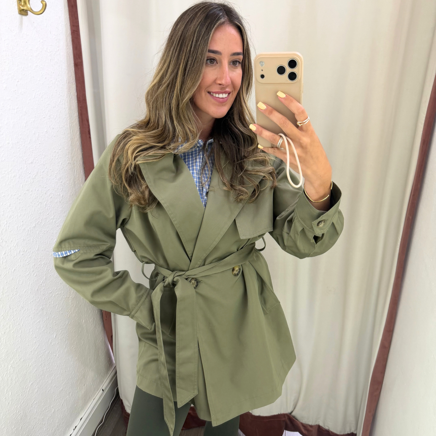 Olive trench shirt insert coat