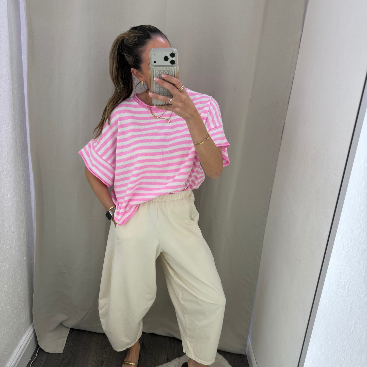 Stripe Oversized knit T-Shirt ( available colours)