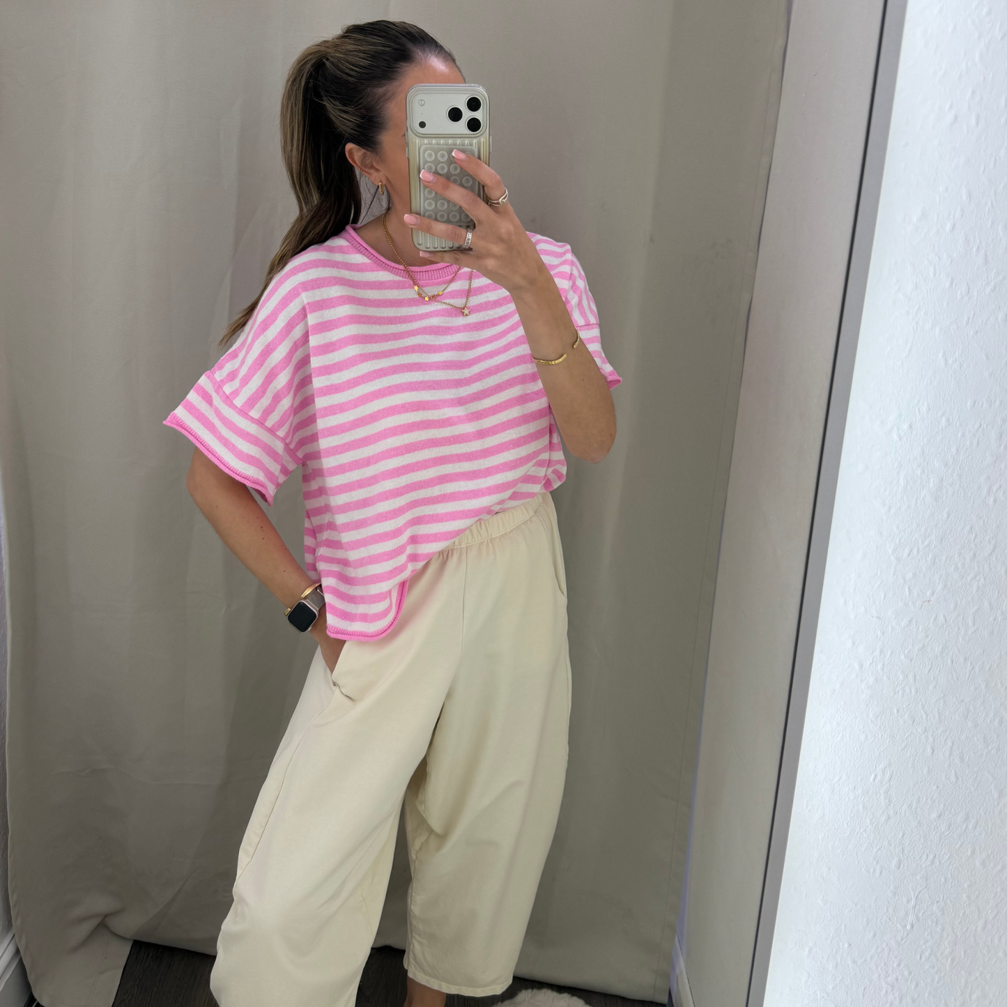 Stripe Oversized knit T-Shirt ( available colours)