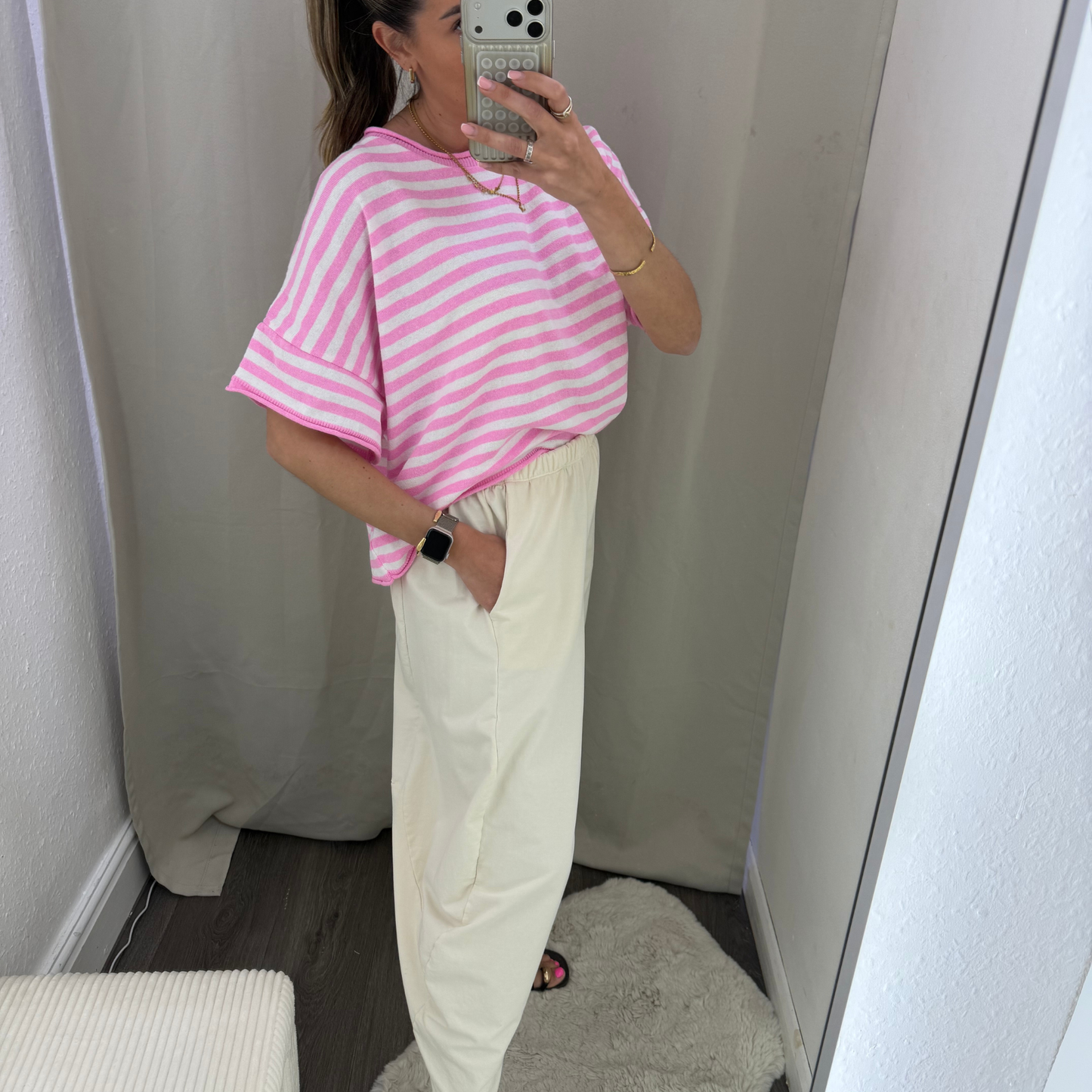 Stripe Oversized knit T-Shirt ( available colours)