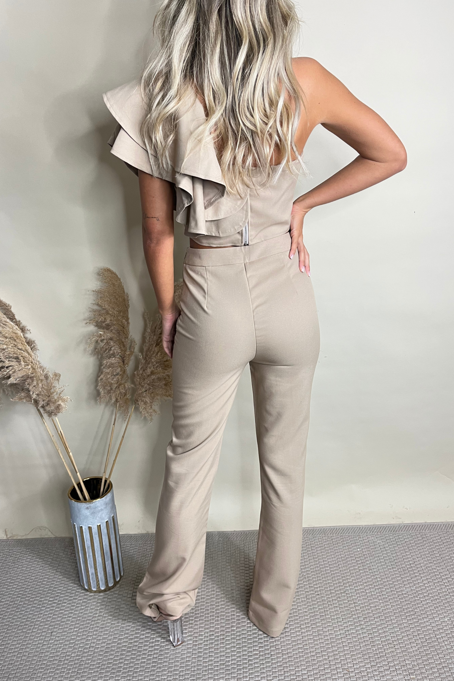 Camel High Waisted Suit Trousers