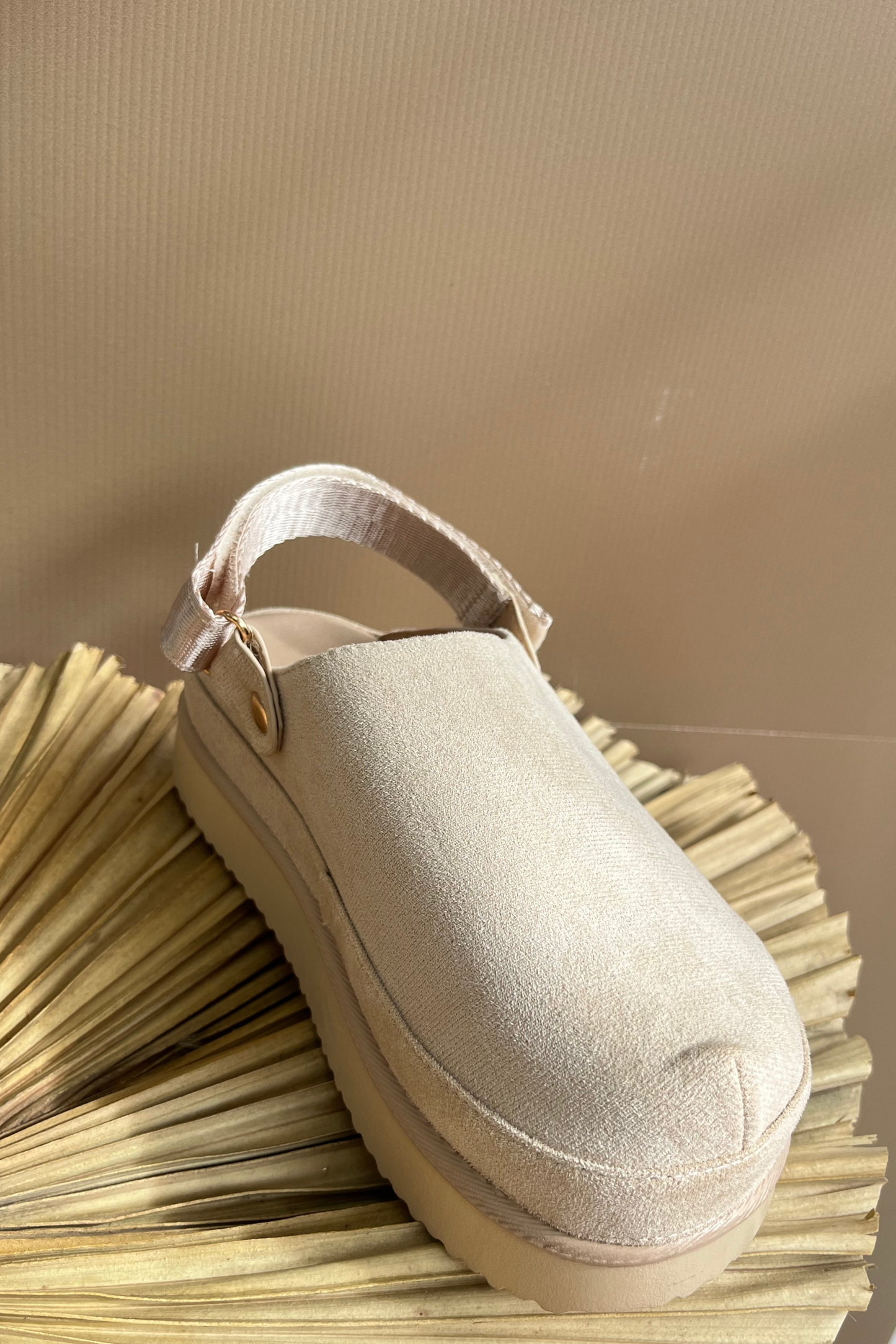 Beige suedette clog