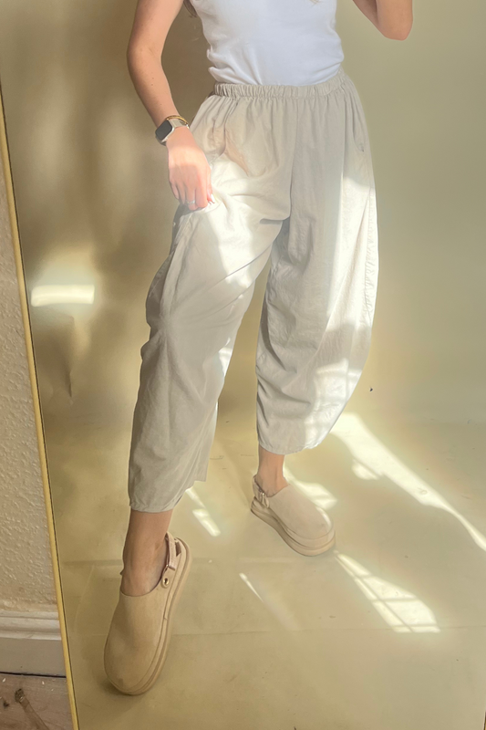 Beige light weird corduroy cocoon pants