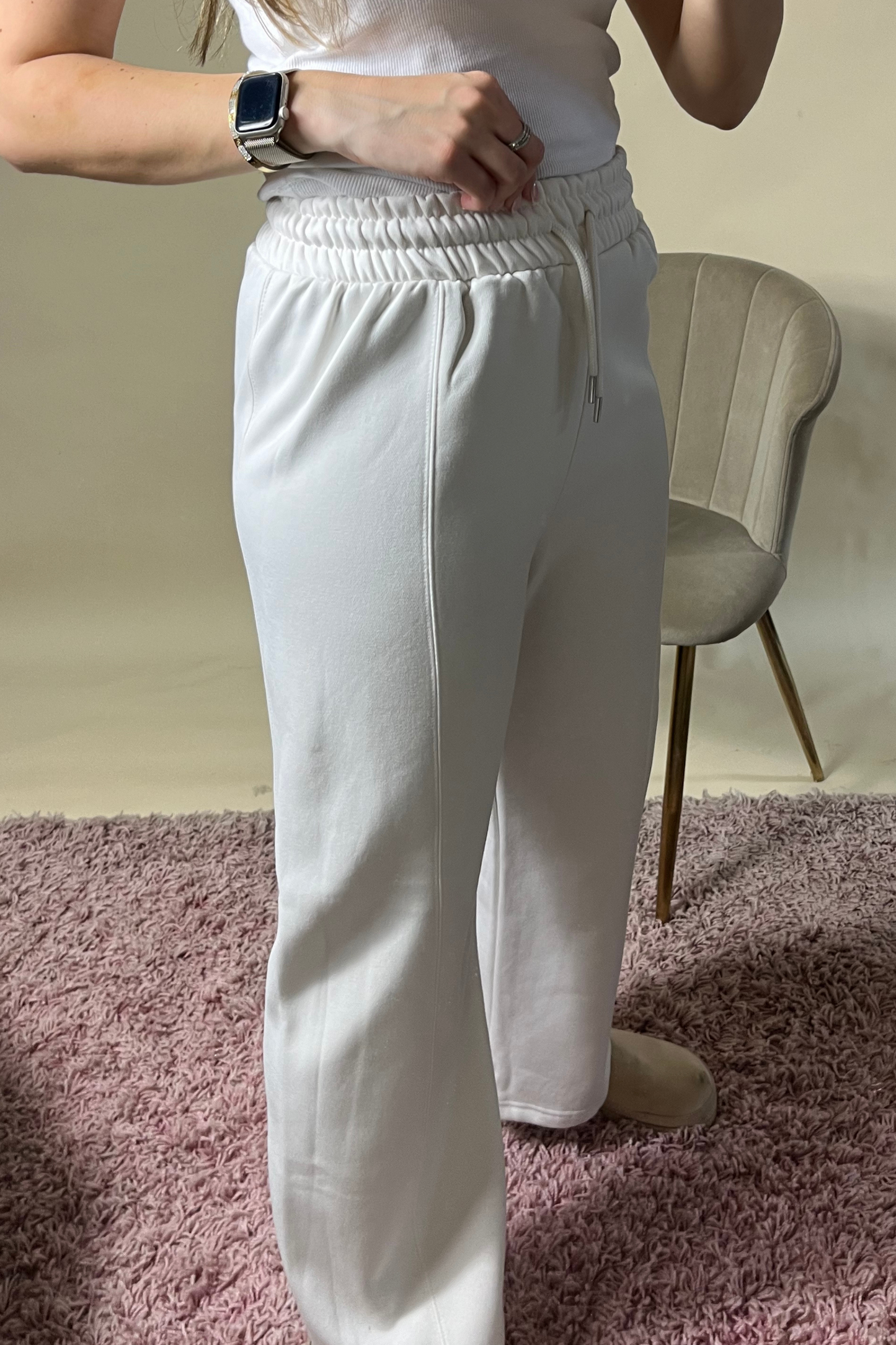 Cream elasticated waist joggers