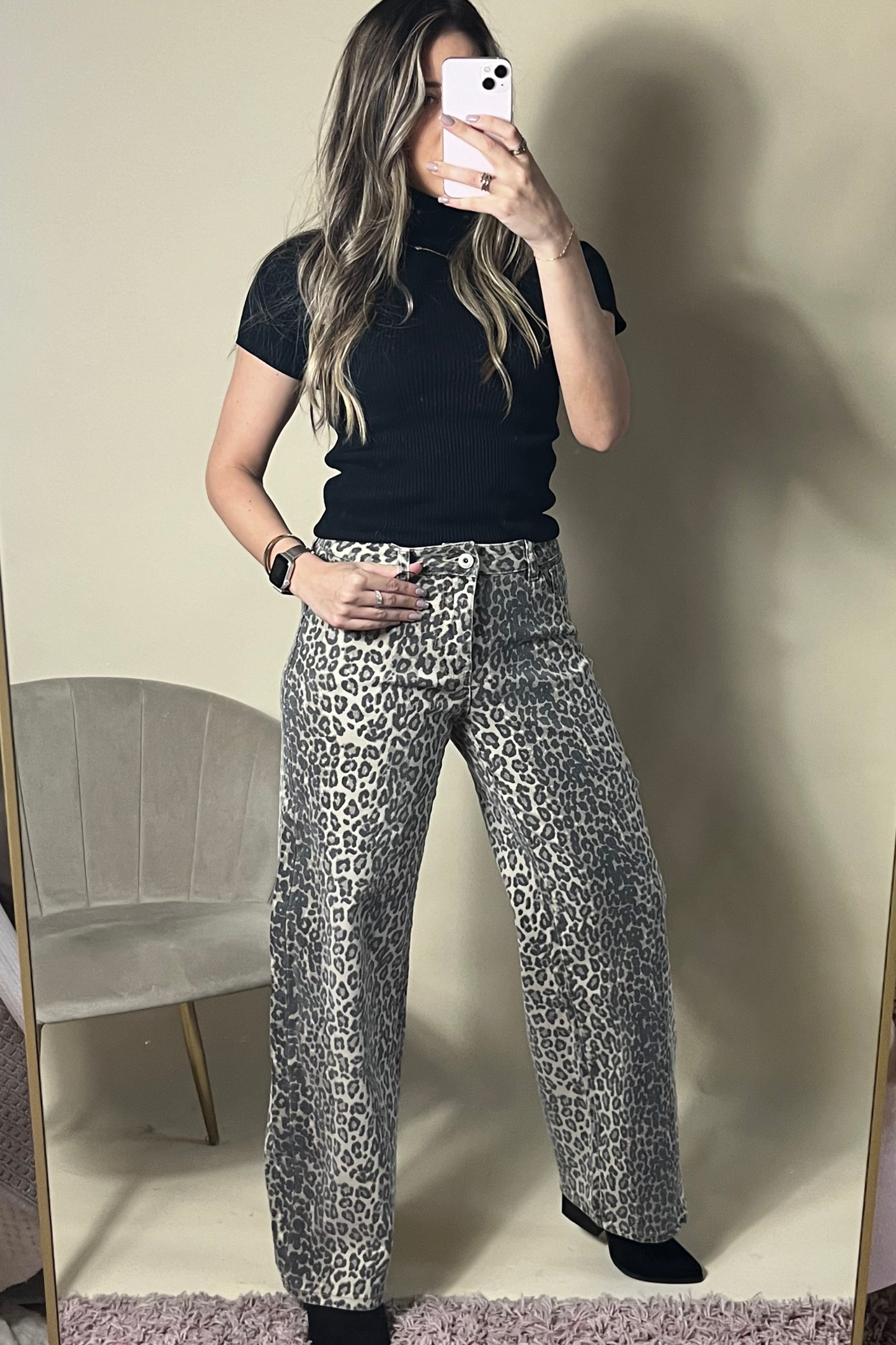 Leopard print jeans