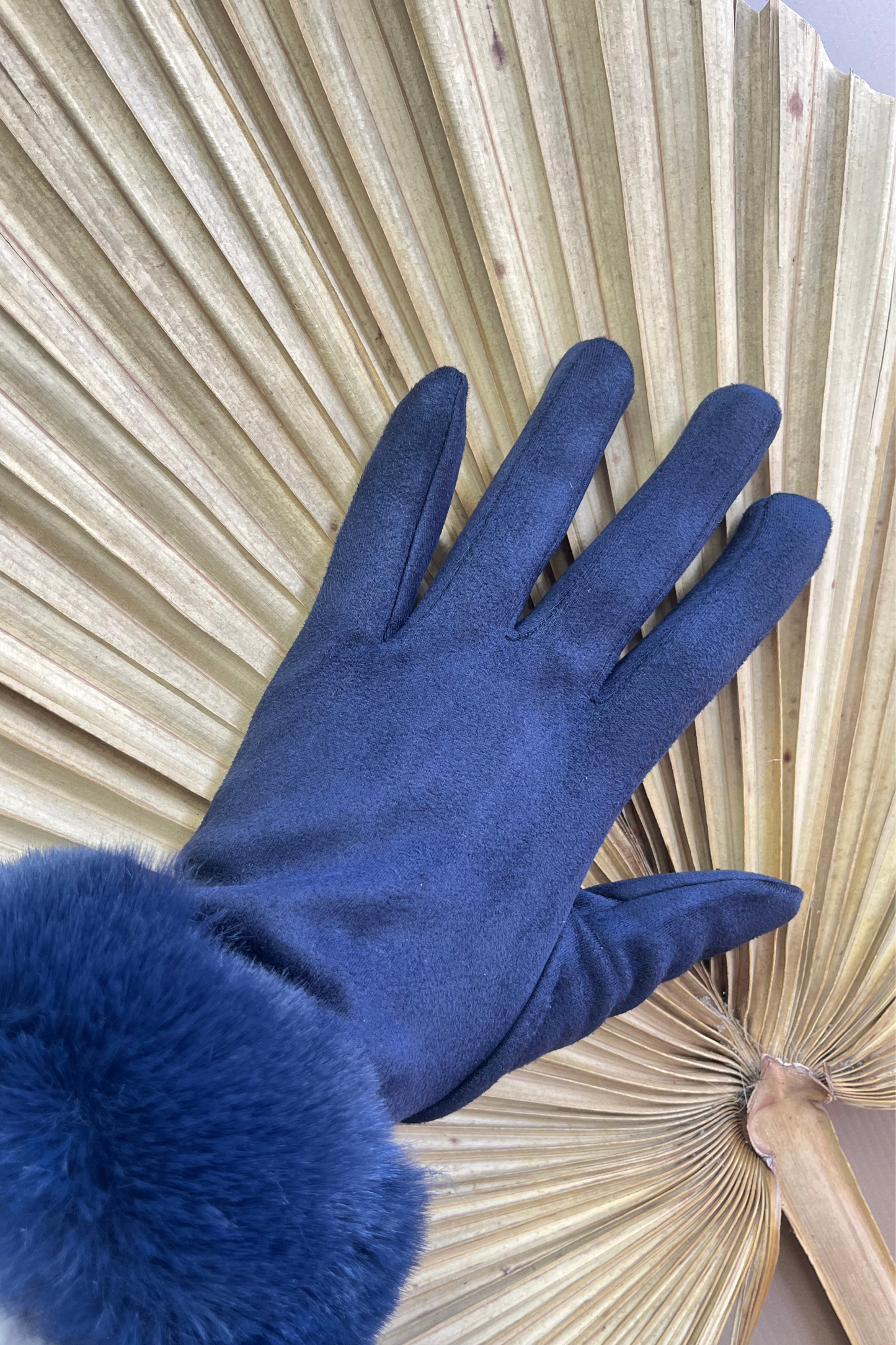 Faux suede gloves with faux fur cuff (VARIANT COLOURS)