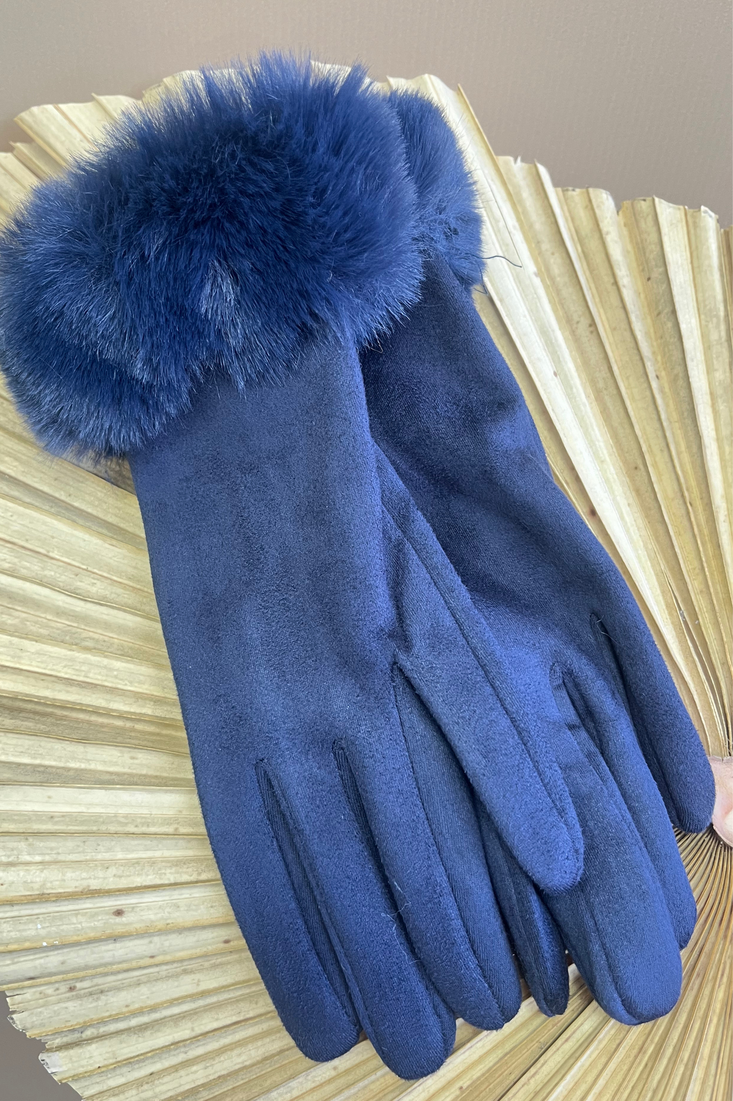 Faux suede gloves with faux fur cuff (VARIANT COLOURS)